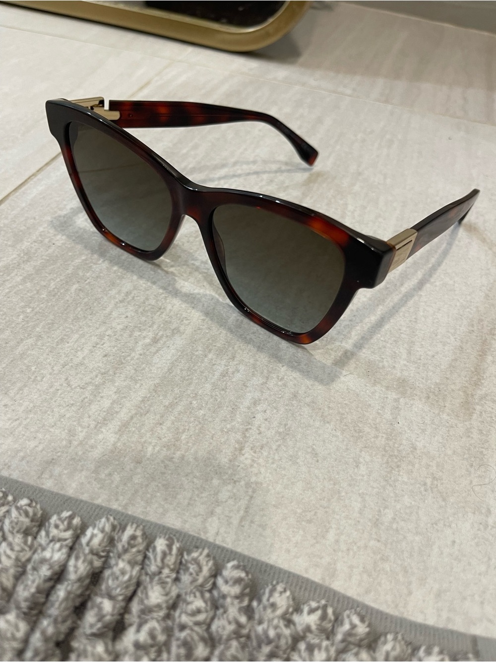 Fendi Peekaboo Tortoiseshell Oversized Sunglasses Gold Logo Designer Shades Case - Picture 3 of 14